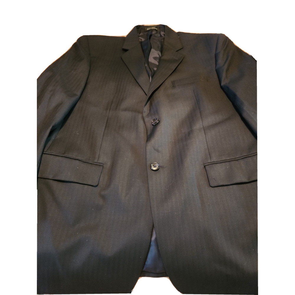 CALVIN KLEIN Men's Sz 42R Suit Jacket Blazer Navy Blue Pinstripe Wool SPORT COAT